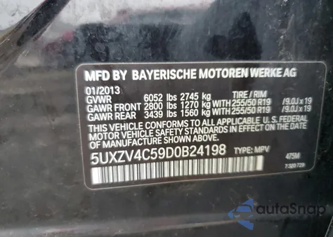 2013 BMW X5 xDrive35I z USA, uszkodzony, nr VIN 5UXZV4C59D0B24198